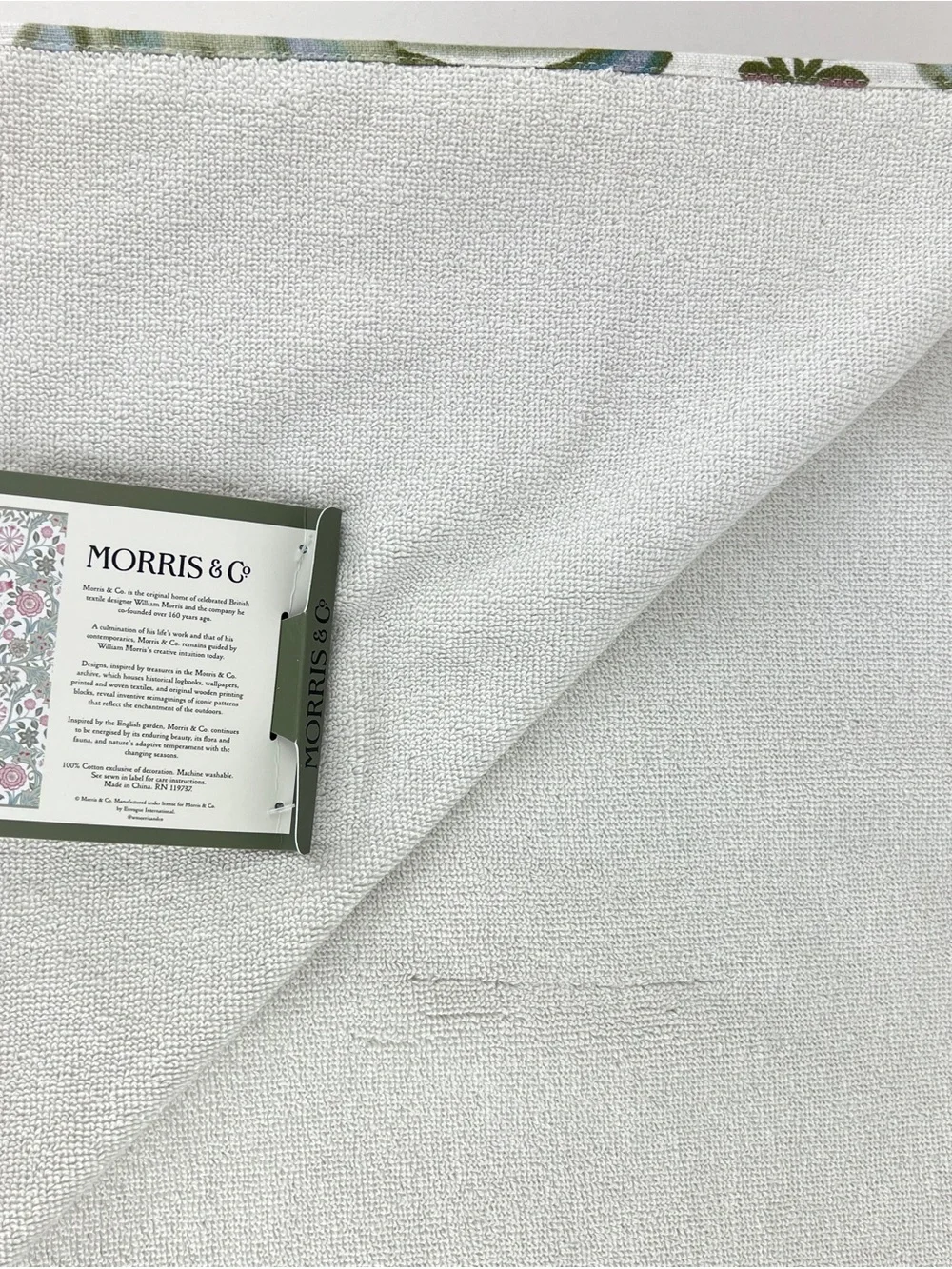 William Morris Bath Towels Floral Print Green Blue Pink Velour Cotton 2 Pc NEW